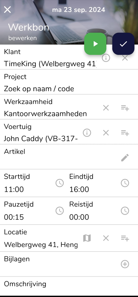 werkbon app opdrachten invullen